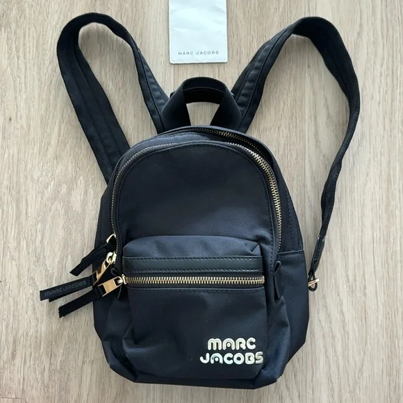 Marc Jacobs Black Backpack with Gold Accents NWT $395 Marc Jacobs Varsity Pack Navy Leather Backpack  main image 3